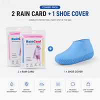 2 Rain Cards + 1 Pair Waterproof Silicone Shoe Covers Combo Pack