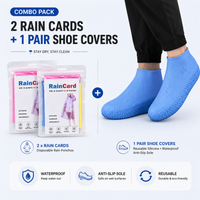 2 Rain Cards + 1 Pair Waterproof Silicone Shoe Covers Combo Pack