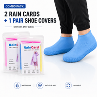 2 Rain Cards + 1 Pair Waterproof Silicone Shoe Covers Combo Pack