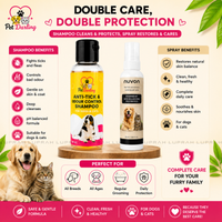 Buy 2 Pet Darling Anti-Tick & Odour Control Shampoo (100ml Each) Get 1 FREE Nuvon Pet Spray (50ml) | Dog & Cat Grooming Combo