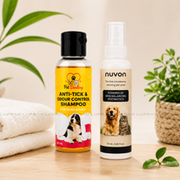 Buy 2 Pet Darling Anti-Tick & Odour Control Shampoo (100ml Each) Get 1 FREE Nuvon Pet Spray (50ml) | Dog & Cat Grooming Combo