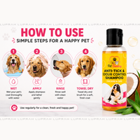 Pet Darling Anti-Tick & Odour Control Shampoo for Dogs & Cats | Deep Cleansing Pet Shampoo | Tick & Flea Protection | 100ml