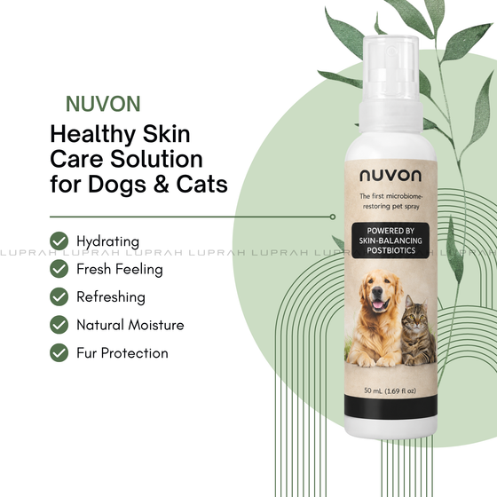 Nuvon Microbiome-Restoring Pet Spray (50ml) – Skin-Balancing Postbiotics for Dogs & Cats | Relieves Itching & Odor Control