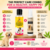Buy 2 Pet Darling Anti-Tick & Odour Control Shampoo (100ml Each) Get 1 FREE Nuvon Pet Spray (50ml) | Dog & Cat Grooming Combo