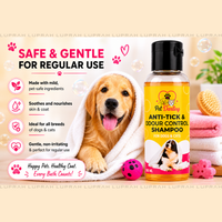 Pet Darling Anti-Tick & Odour Control Shampoo for Dogs & Cats | Deep Cleansing Pet Shampoo | Tick & Flea Protection | 100ml